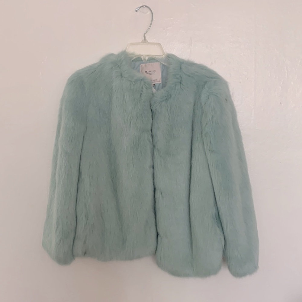 Trafaluc / Zara teal fur coat